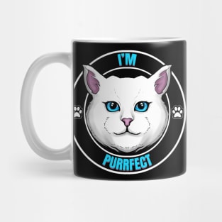 Logo White Cat Saying I'm Purrfect Perfect On Purrsday Mug
